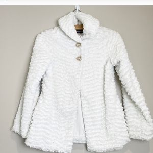 Patagonia white faux fur girls button up coat